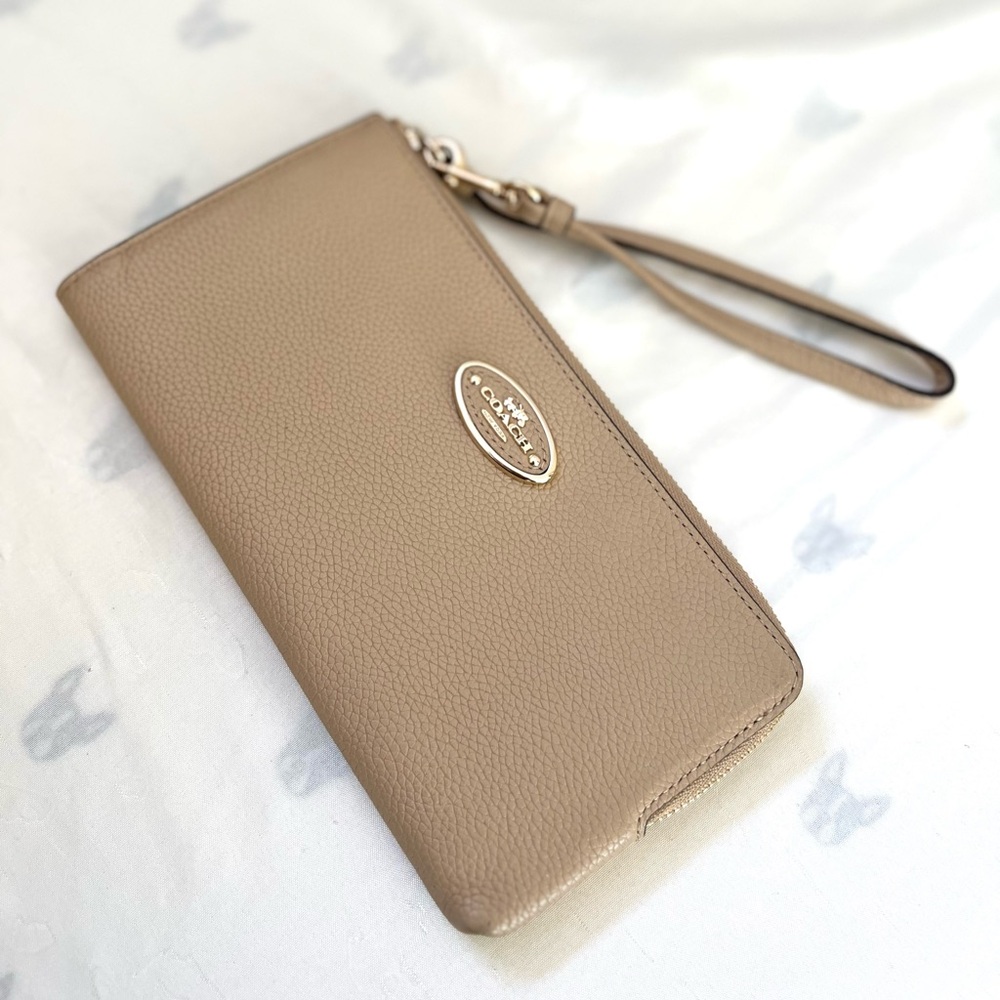 Coach Beige Leather Zip Wallet
